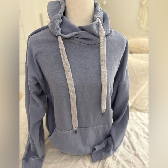 aerie Tops - Aerie Blue Hoodie with Cream Drawstrings